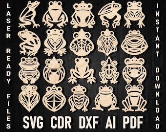 Frog laser cut earrings svg, Toad Earring laser file, Frog Glowforge file, Frogs Laser dxf files, Frog Christmas Earring Cutting template