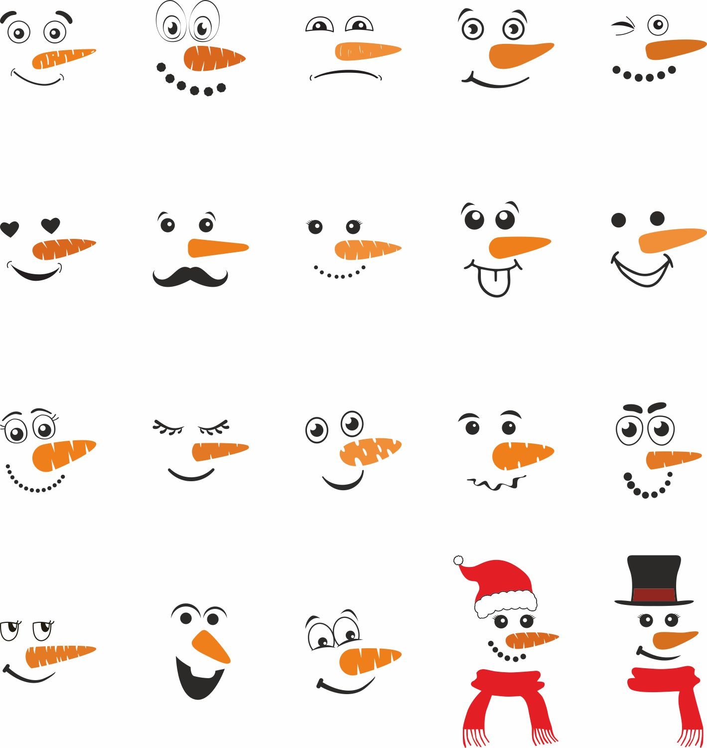 Schneemann Gesicht Svg Weihnachten Bundle bereit zu drucken | Etsy