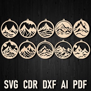 Mountain Earring Bundle SVG, Glowforge Earring svg, Mountain Earring Laser Cut Files dxf, Cricut Earrings Bundle dxf, Xtool Mountains Svg