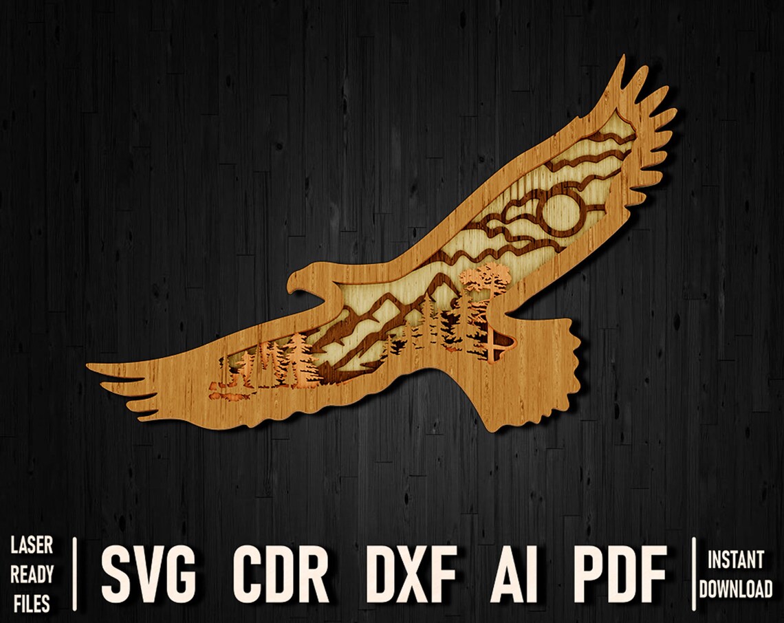 Eagle Svg Layered Cut File, 3D Eagle Multilayer Laser Cut Files for ...