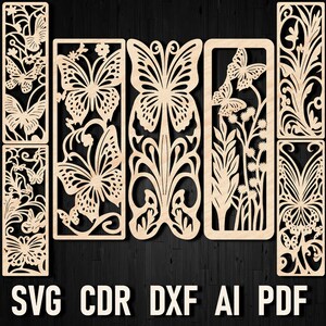 Elevate Lesefreude: Digitaler Download DXF PDF - Schmetterling Lesezeichen Laser Cut Designs für Bastelbegeisterte! Schneidemaschinendateien