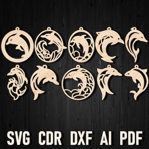 Fichiers découpés au laser Svg de boucles d'oreilles dauphins, boucles d'oreilles Ocean Life Dxf, boucles d'oreilles sous-marines SVG, svg Glowforge de boucles d'oreilles, lot de dauphins Cricut Svg