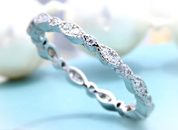 Brightt Green Emerald Eternity Band .925 Sterling Silver Ring Sizes 4-10