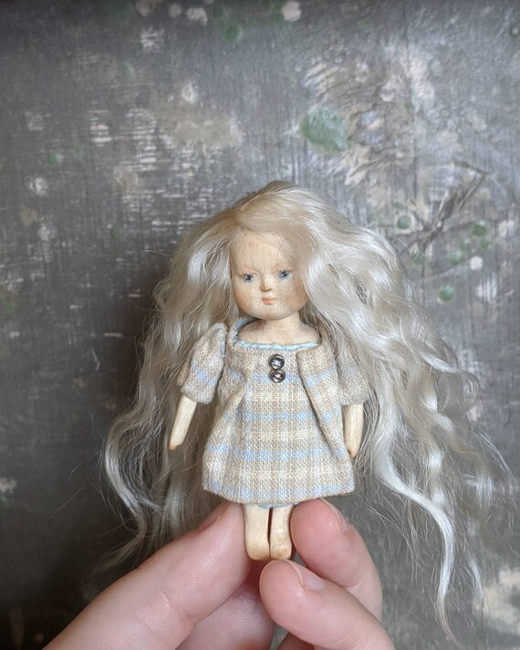 Collectible Miniature Wooden Art Doll Vintage Inspired Baby Etsy