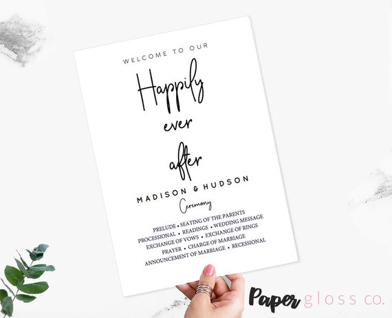 Wedding Program Template Modern Calligraphy Rustic Wedding Etsy