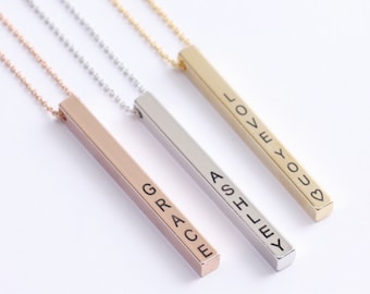 personalized bar necklace etsy