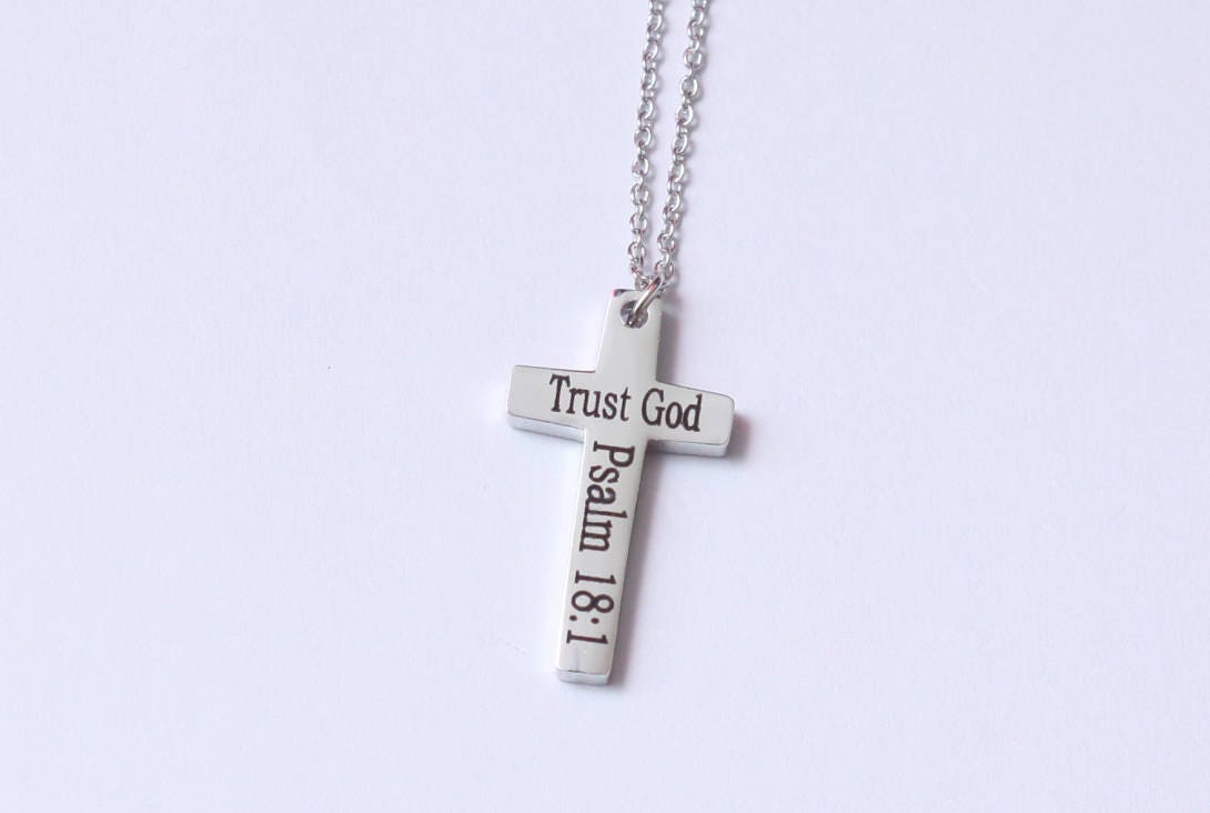 Custom Cross Necklace Bible Verse Necklace Christian Etsy