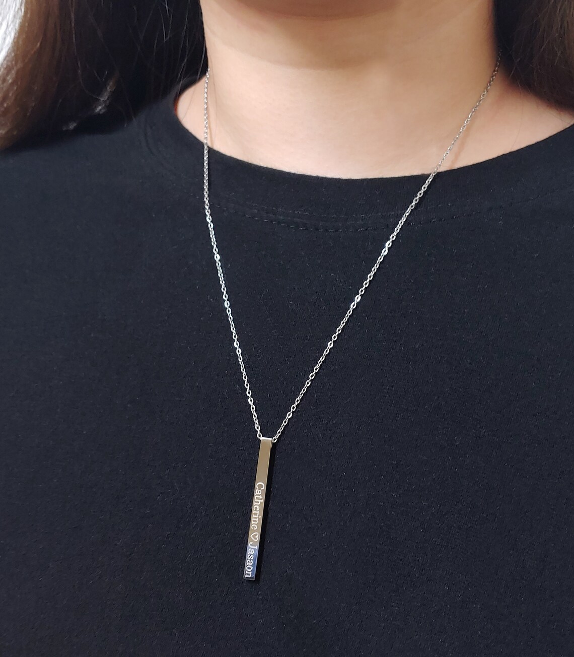 Stainless Personalized Bar Necklace Mens Necklace Bar Etsy