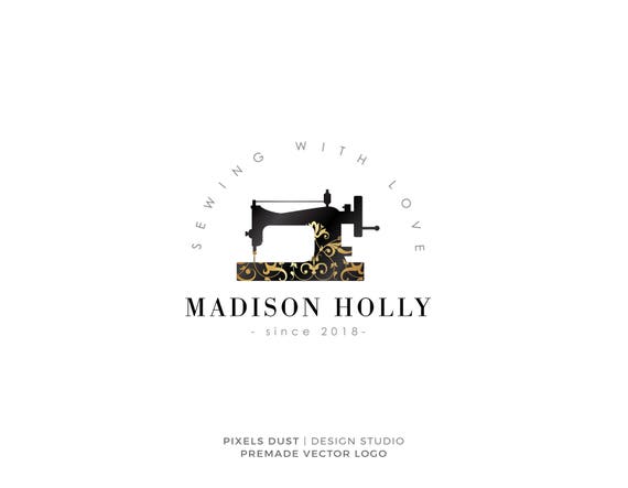 Premade Logo Sewing Logo Sewing Machine Handcrafted Craft Etsy