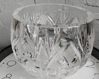 Vintage Crystal Bowl Vase Made Czechoslovakia BOHEMIAN CRYSTAL