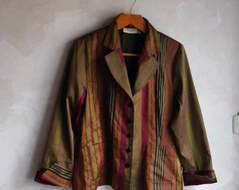 Vintage Christian Berg Stockholm Retro Thin Striped Womens Jacket