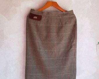 Vintage FACILE Italy Wool  Cashmere Skirt Womens Checked Multicolor