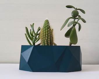 Indoor Planter, Teal Blue Indoor Plant Pot, Irregular Pentagon Shape Plant Pot Holder, Perfect Gift