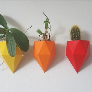Diamond-Shaped Wall Planter, Geometric Vertical Garden Pot, Colorful Wall Decor