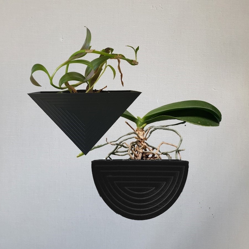 Triangular Pots Geometric Wall Planter Set: Triangle & Semicircle - Etsy