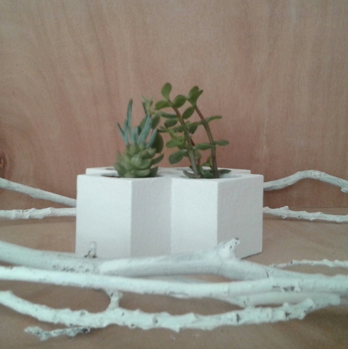 White Geometric Planter Succulent Planter Coffee Table Etsy UK