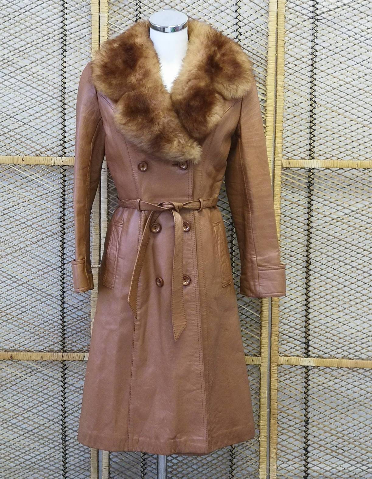 Image of Original 's Penny Lane Leather Coat With Sheepskin Collar