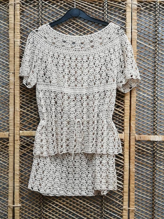 Stunning 1970's Hand Crochet Skirt and Top