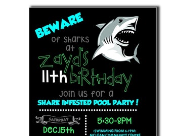 SHARK THEMED Party Invitation