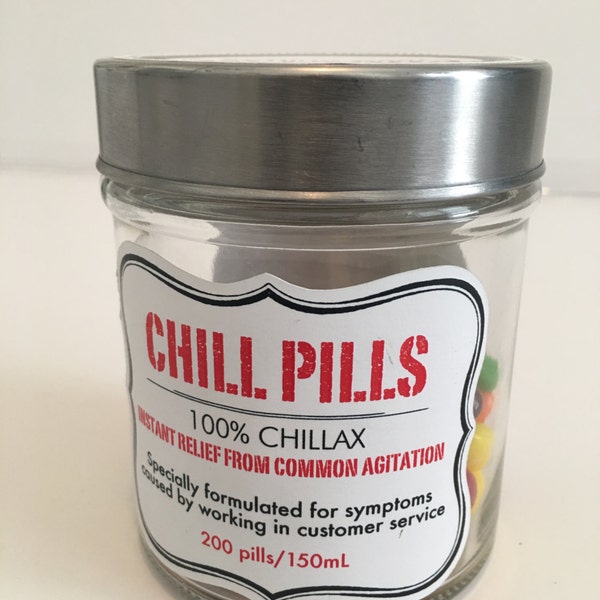 CHILL PILLS, Chill Pill Candy Label, Candy Jar, Pill Art, Pill Bottle, Candy Pill, Chill Pill Candy, Drug Jar, Edible Drug, Funny Jar