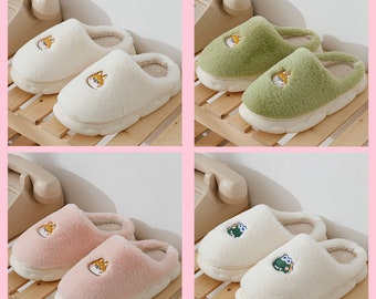 Home Cotton Slippers Cartoon Thick Soft Animal Slippers - Etsy