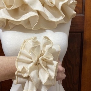 Collar/Cuffs Ivory/Cream Ruffle  - Costume Clown accessory