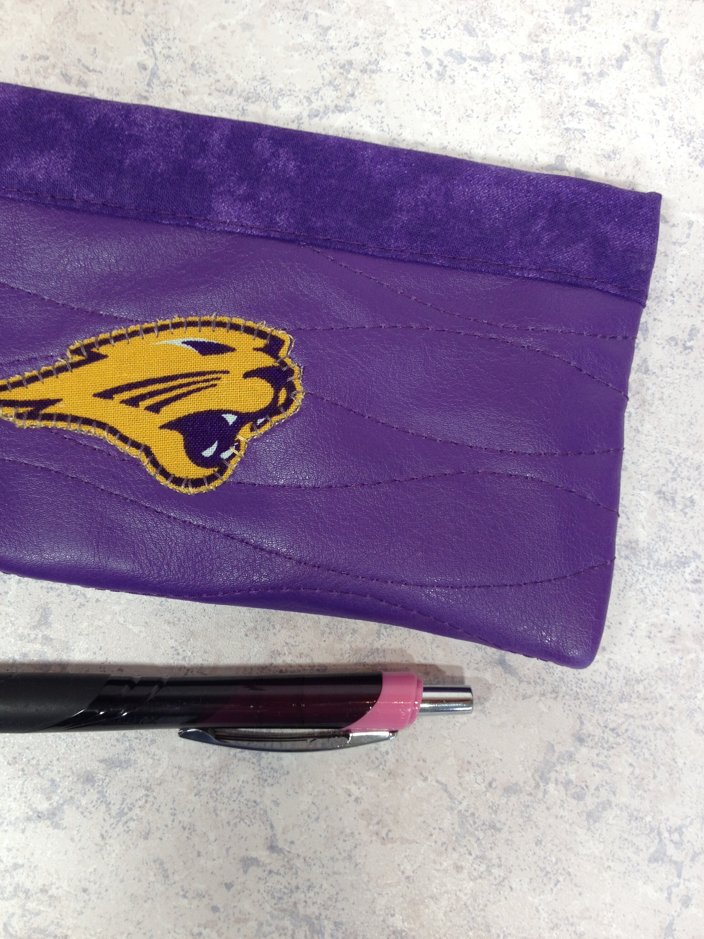 UNI Panthers faux leather Pencil pouch University of Northern | Etsy