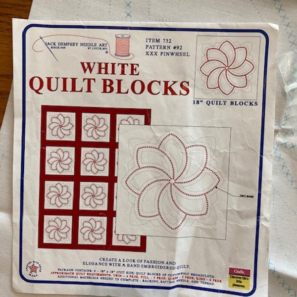Jack Dempsey 18 x 18 pollici Mare e Colt Stamped Bianchi Quilt Blocks