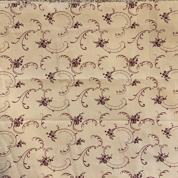 Plum/Beige cotton fabric