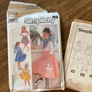 Poodle skirt western skirts costume girl Simplicity 7878 girl 10-12-14