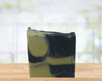 Essential oil Soap Made With Activated Charcoal & Calendula Petals| Checkered Soap Bar| Homemade  Artisan Soap | Gift Soap Bar| Tighten Skin