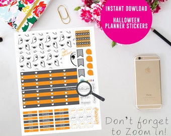 Downloadable Halloween planner stickers