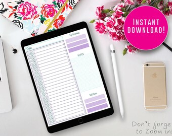 Digital Hourly day planner for iPad or as Printable