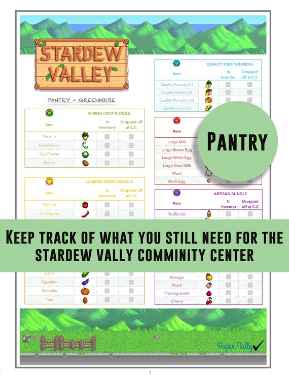 Stardew Valley Checklist Pantry Bundle Community Center Etsy