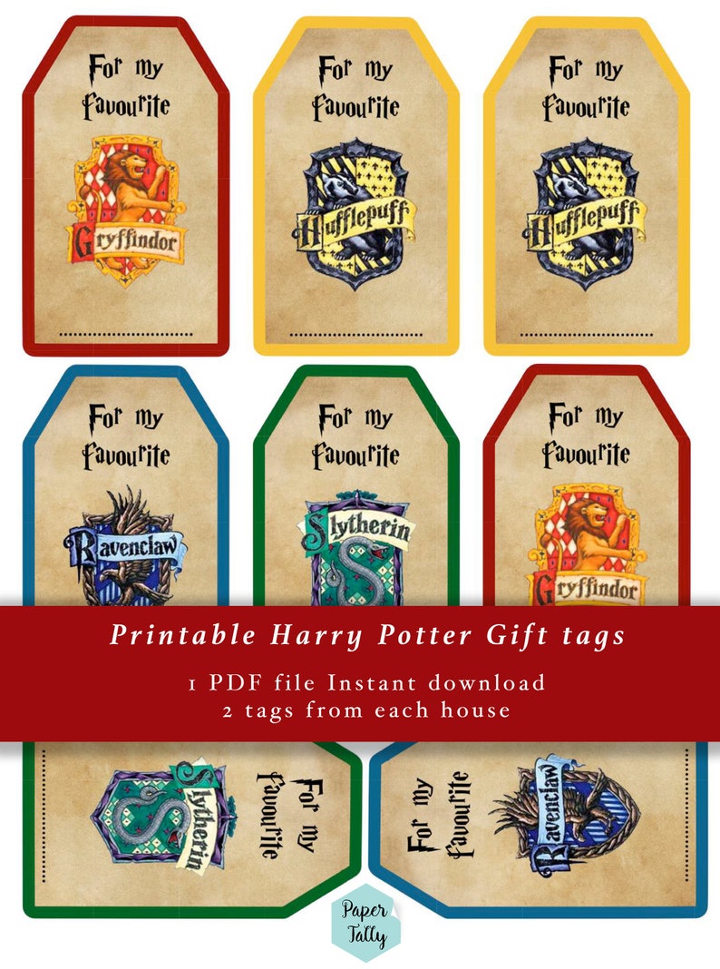 Harry Potter Gift Tags Hogwarts Gift Tags Gryffindor Etsy