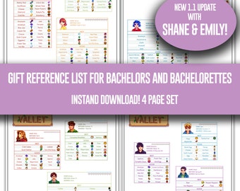Stardew Valley, gift lists, bachelors and bachelorettes, items, tracking list, reference game check list, item list