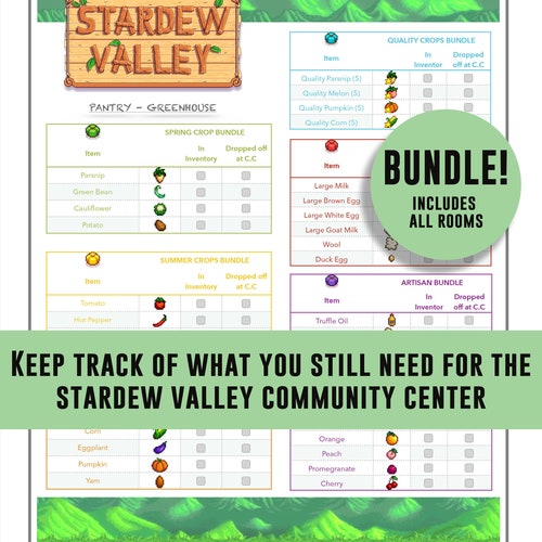 Stardew Valley Checklist Pantry Bundle Community Center Etsy