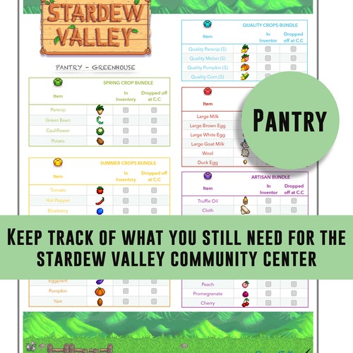 Stardew Valley Checklist Bulletin Board Community Center Etsy
