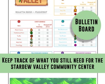 Stardew Valley, checklist, bulletin board community center, items, tracking list, game check list, item list