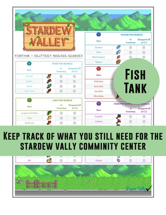 Stardew Valley Checklistfishing Bundle Community Center Etsy