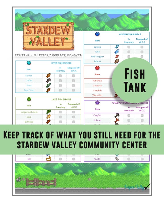 Stardew Valley, checklist,Fishing bundle, community center, items, tracking  list, game check list, item list