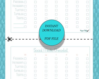 Social Media Checklist, To do, Tracker, printable, PDF, Instant Download