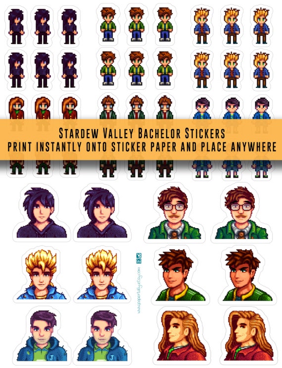 Stardew Valley, stickers, Bachelors, video game stickers, Character Sticker...