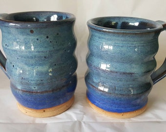 Handcrafted wavy big mug