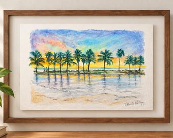 Tropical Sunset — Original Watercolor