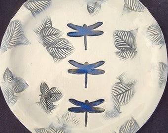 Dragonfly Platter - Decorative Garden Plate, 10-5/8"