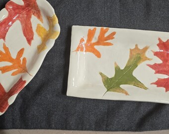 Autumn leaf bread loaf platter