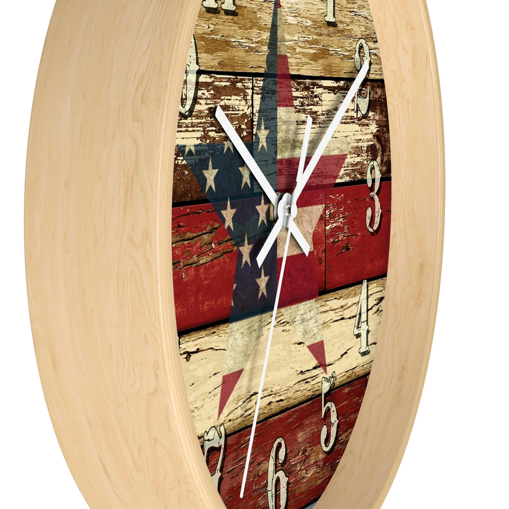 American Flag Wall Clock Texas Star Clock Patriotic American Etsy