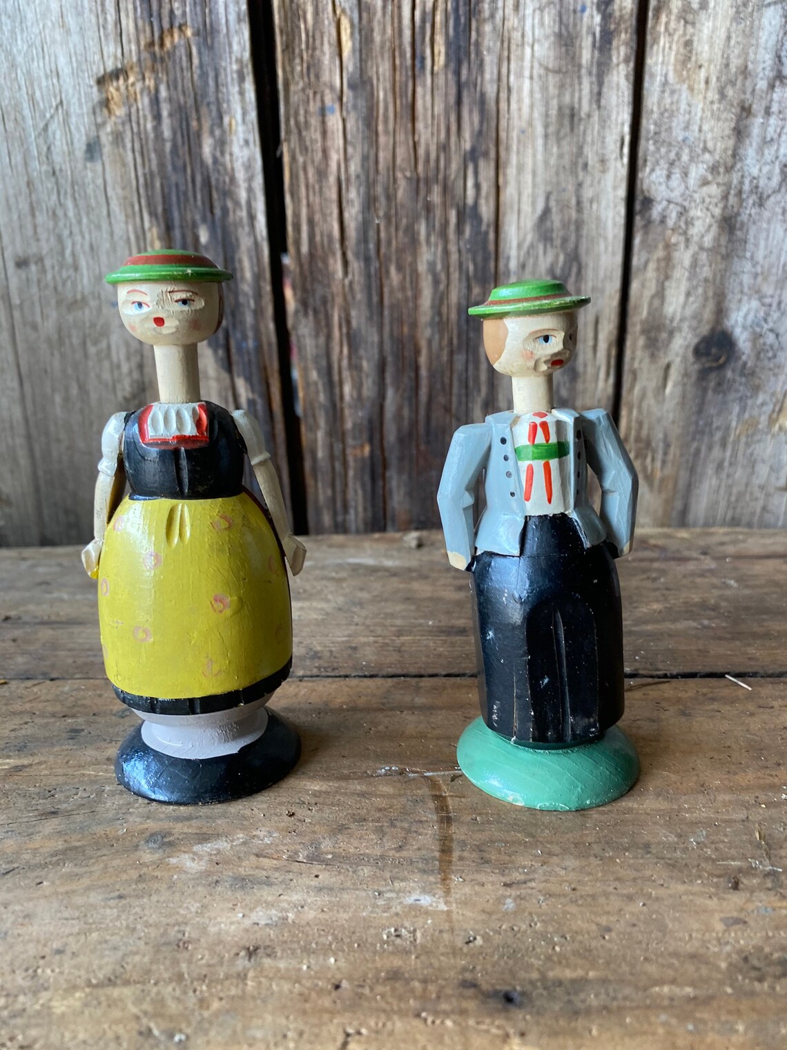 Vintage Wooden Amish Salt and Pepper Shakers Etsy