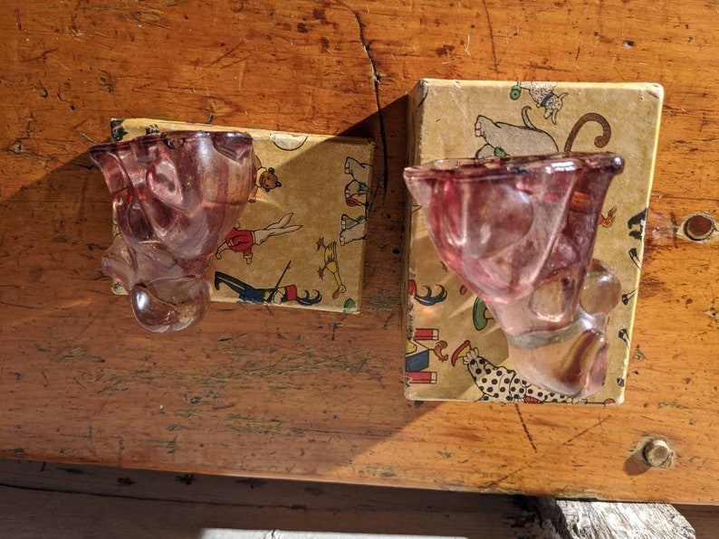 Pair of Glass Souvenir Dogs Etsy
